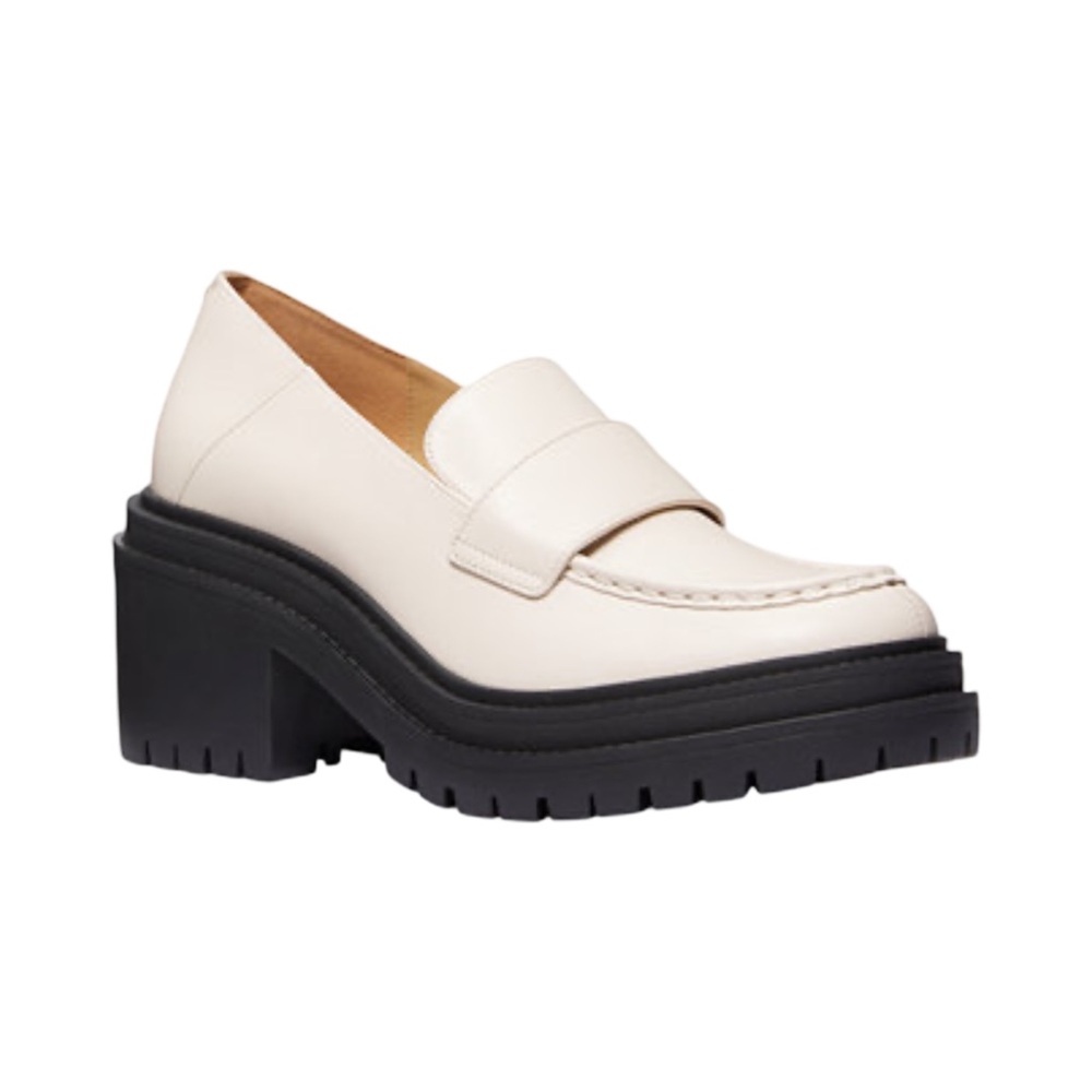 Michael Kors Rocco Lug Sole Heeled Loafer LT Cream Size 10 New in Box